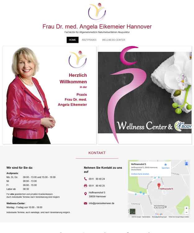 Werbeagentur Hannover - Webdesign Hannover - Praxis Frau Dr. med. Angela Eikemeier Hannover Wellness-Center Bothfeld
