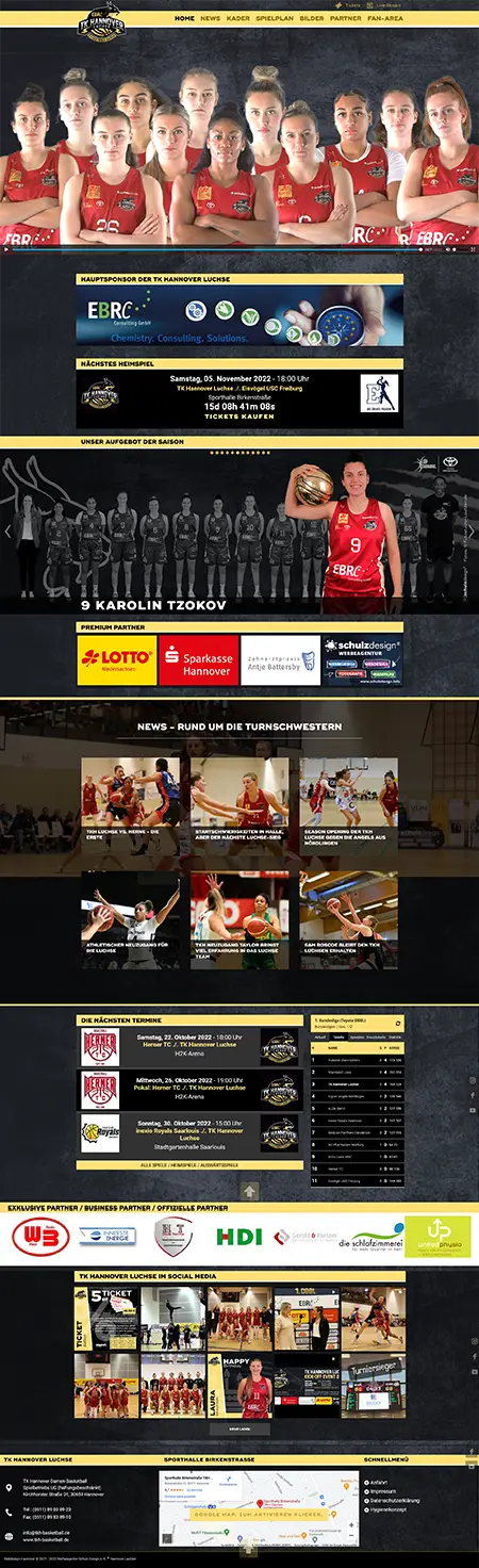 Werbeagentur Hannover: Webdesign Damen Basketball Hannover